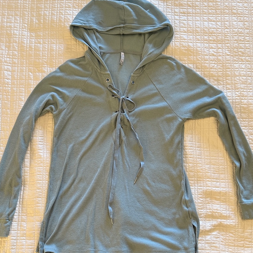 Z supply Women's Blue Lace-Up shirt